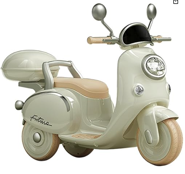 Kids Electric Motorbike,6V Powered Ride Motorcycle with Training Wheels 2-6 Years Boys &  Girls