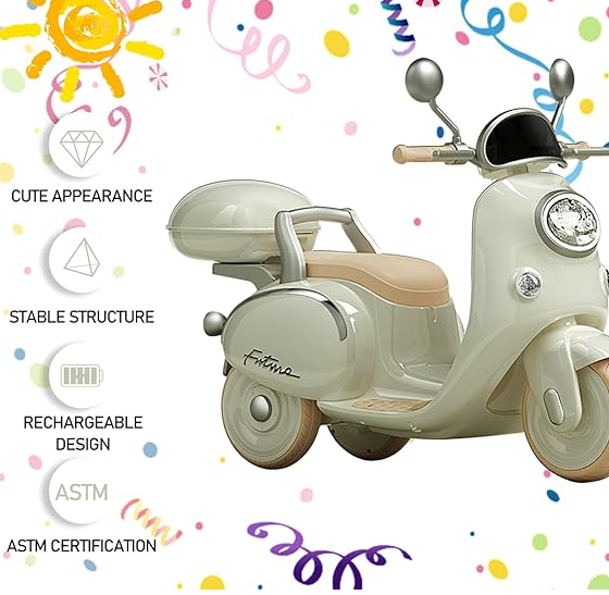 Kids Electric Motorbike,6V Powered Ride Motorcycle with Training Wheels 2-6 Years Boys &  Girls